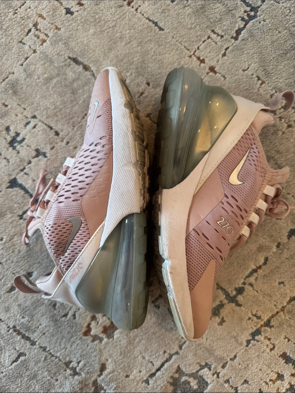Nike Women's Pink and White Air Max 270 Sneakers
